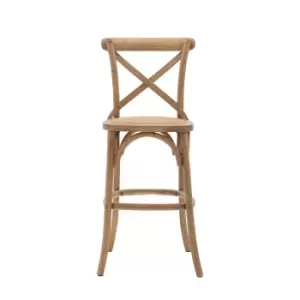 Image of Gallery Interiors Set of 2 Cafe Bar Stools in Natural & Rattan