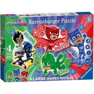 Image of Ravensburger PJ Masks 4 Large Shaped Jigsaw Puzzles (10,12,14,16 Pieces)