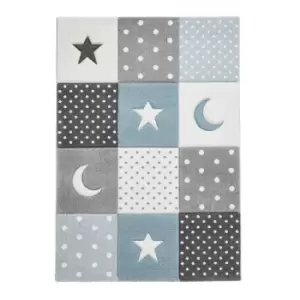 Image of Brooklyn Blue & Grey Kids Rug - 150x80cm