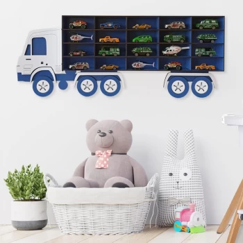 Image of Kamyon - Blue, White White Blue Decorative MDF Wall Shelf