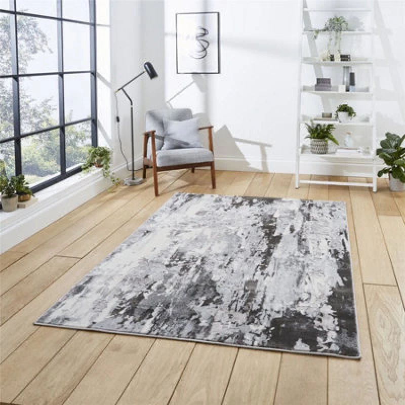 Image of Think Rugs Apollo Grey Rectangle 120 x 170cm Polypropylene Modern Abstract GR580, Grey APOGR580GRY1217
