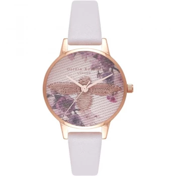 Image of Embroidered Dial Bee Rose Gold & Blush Watch