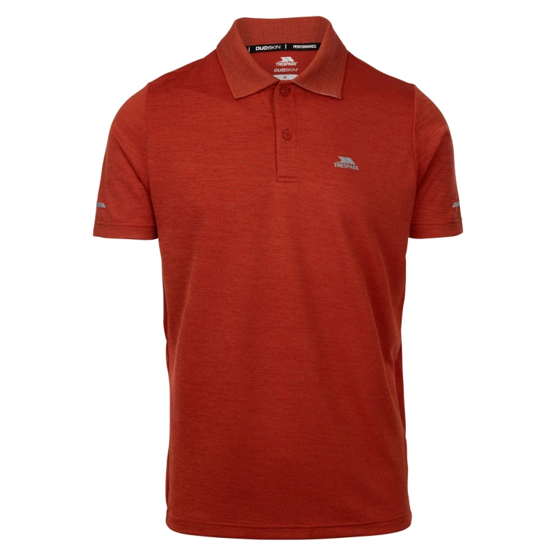 Image of Trespass Trespass Men Mckay Active Polo Shirt in Orange Size: Medium Orange M Male 5063703806190