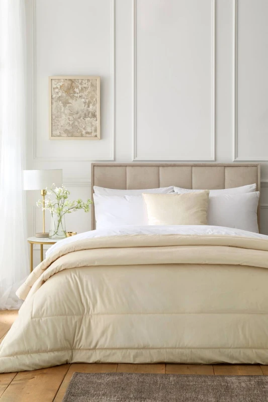 Image of Appletree Harlan Velvet Touch 235cm x 235cm Bedspread Set Cream