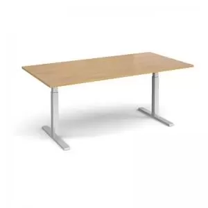 Image of Elev8 Touch boardroom table 2000mm x 1000mm - silver frame and oak top
