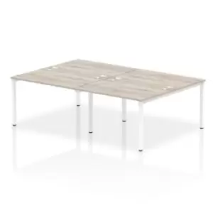 Image of Impulse Bench B2B 4 Person 1200 White Frame Office Bench Desk Grey Oak