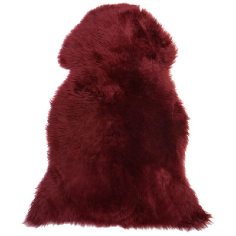 Image of Beliani Sheepskin Rug Uluru Burgundy 65 X 110 Cm