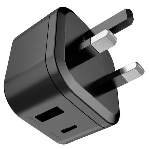 Image of Cygnett CY3109POPLU PowerPlus 30W Total (18W PD USB-C + 12W USB-A) Charger - UK Black