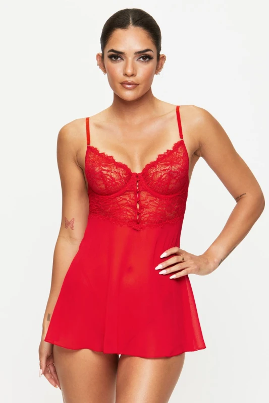 Image of Ann Summers Iris Babydoll Set Red