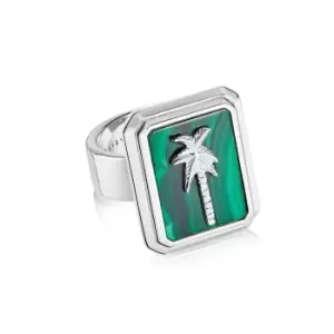 Image of Rings 925 Sterling Silver Malachite Palm Ring Sterling Silver