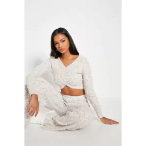 Image of I Saw It First Space Dye Cross Over Crop Jumper Co-Ord - Brown