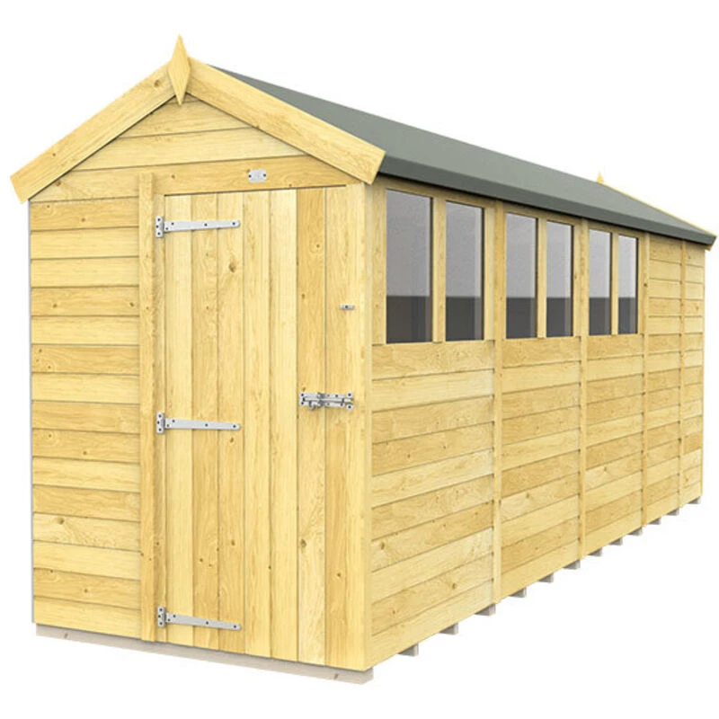 Image of Flat Pack Sheds DIY Sheds 5 x 17 Apex Shed, Brown 5X17AFF