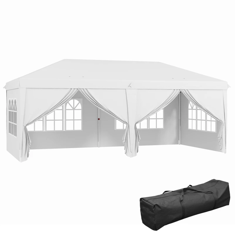 Image of Outsunny 3 x 6m Pop Up Gazebo with Sides and Windows, Height Adjustable Party Tent with Storage Bag for Garden, Camping, Event, Brown Aosom UK