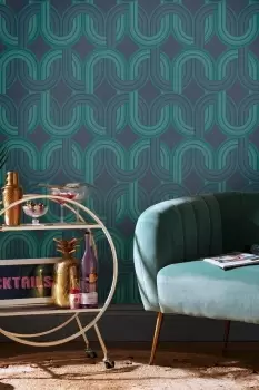 Image of Envy In the Loop Electric Blue Geometric Wallpaper