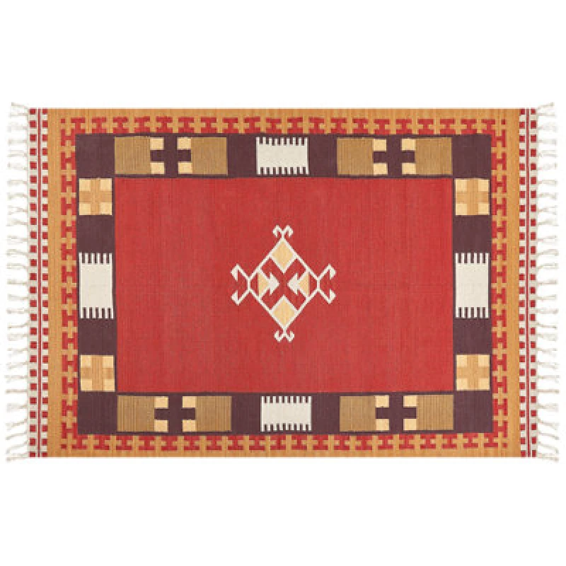 Image of Beliani Rug Parakar Multicolour 160 X 230 Cm Cotton Kilim