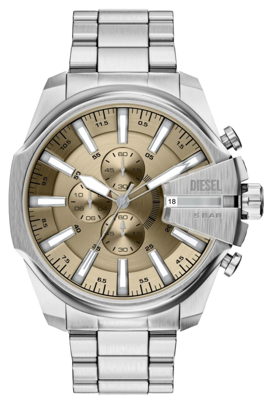 Image of Diesel DZ4702 Mega Chief Slim Chronograph (48mm) Gold Dial Watch