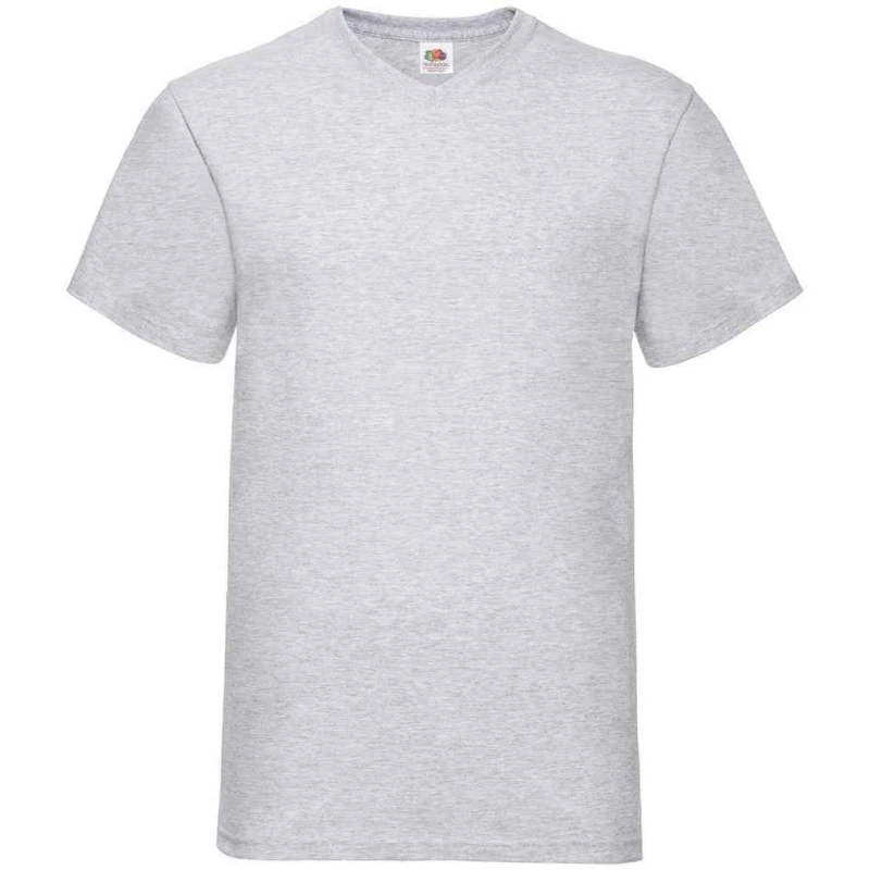 Image of Fruit Of The Loom Fruit of the Loom Men Value Heather V Neck T-Shirt in Grey Size: Small Grey S Male 5063470503476
