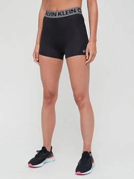 Image of Calvin Klein Performance Logo High Waist Tight Cycle Shorts - Black, Size L, Women