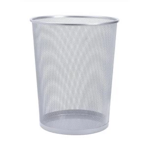 Image of 5 Star Office Mesh Waste Bin Lightweight Sturdy Scratch Resistant 15 20 Litres 275 x 350mm Silver