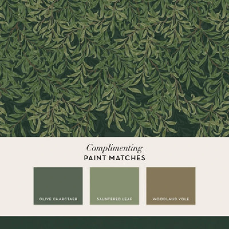 Image of William Morris at Home Willow Bough Deep Green Fixed Size Mural Green One Size