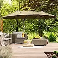Image of OutSunny Patio Umbrella Double-Sided Aluminium, Metal, Polyester Cloth Khaki