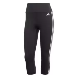 Image of adidas Train Essentials 3-Stripes High-Waisted three quarterLeggin - Black