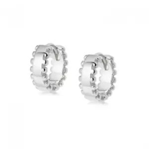 Image of Stacked Beaded Hoop Huggie Sterling Silver Earrings EB8024_SLV