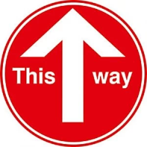 Image of Seco Floor Sticker This way Red Anti Slip Laminate 30 x 30cm Pack of 2