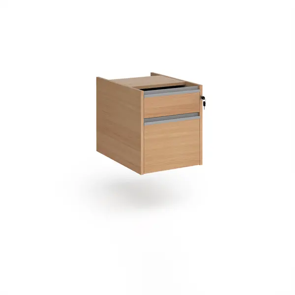 Image of Contract 2 Drawer Fixed Pedestal with Silver Handles - White