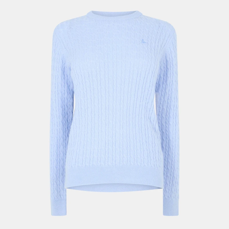 Image of Jack Wills Jack Tinsbury Merino Wool Blend Cable Knitted Jumper Women Light Blue female 8 (XS)