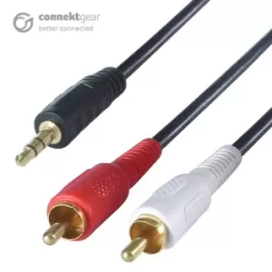 Image of connektgear 10m 3.5mm Stereo to 2 x RCA/Phono Audio Cable - Male...