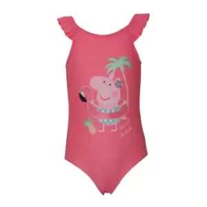 Image of Peppa Pig Girls Flamingo One Piece Swimsuit (4-5 Years) (Pink)