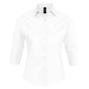 Image of SOLS Womens/Ladies Effect 3/4 Sleeve Fitted Work Shirt (L) (White)