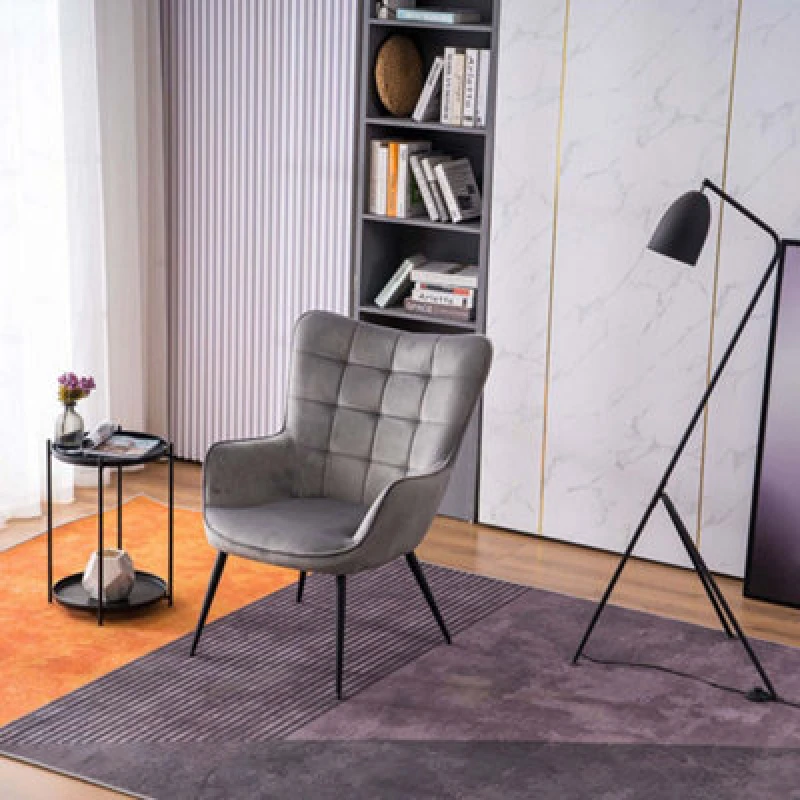 Image of More4Homes Vera Velvet Occasional Living Room Modern Accent Chair in 3 Colours Grey