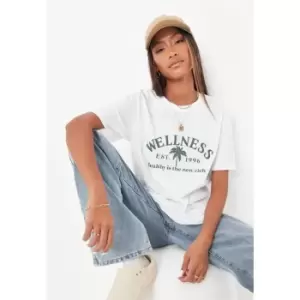 Image of Missguided Wellness print short sleeve tshirt - White