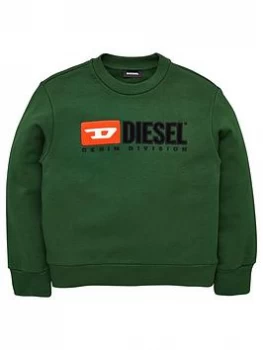 Image of Diesel Boys Crew Logo Sweatshirt - Green