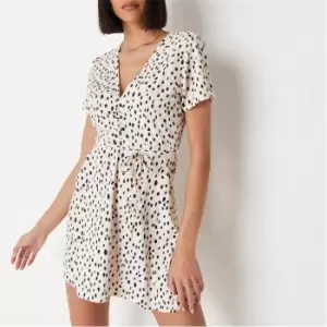 Image of Missguided Dalmatian Print Half Button Tea Dress - Multi