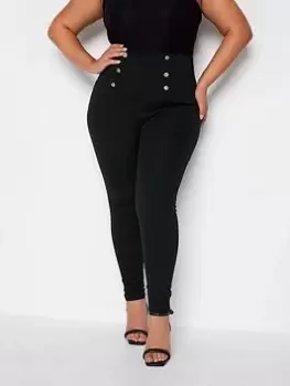 Image of Yours Ponte Button Legging, Black, Size 22, Women