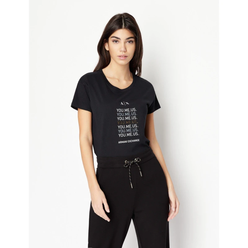Image of ARMANI EXCHANGE AX Foil Logo Tee - Black 8