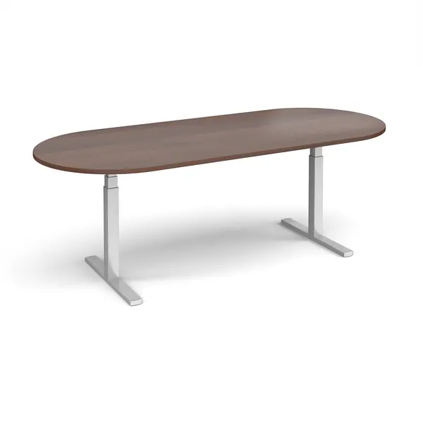 Image of Elev8 Touch radial end boardroom table 2400mm x 1000mm - silver frame DMFEVTBT24SW