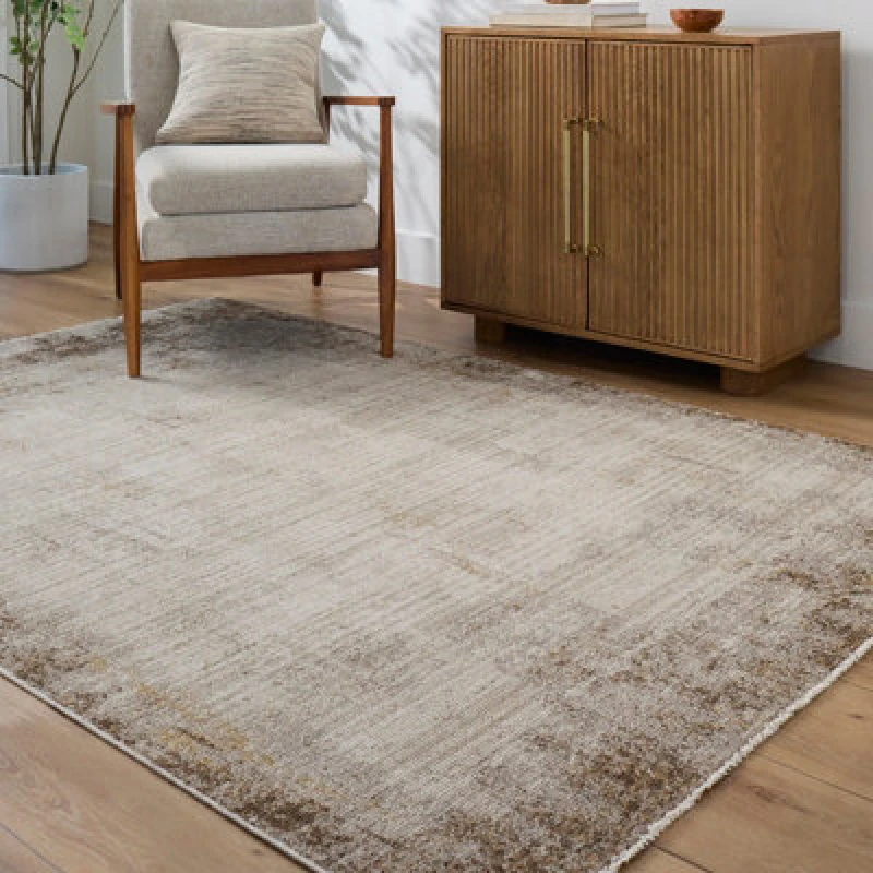 Image of Galey Alix X Livabliss Abstract Modern Marble Brown/cream Myrtle Avenue Iv Area Rug 120 X 170 Cm - Ideal For Living Room