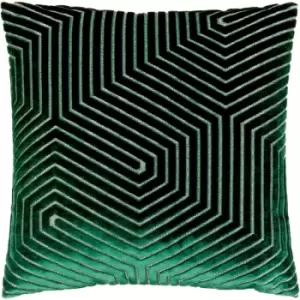 Image of Evoke Geometric Cut Velvet Cushion Cover, Emerald, 45 x 45cm - Paoletti