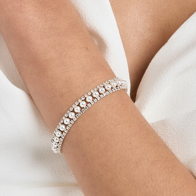 Image of Jon Richard Silver Plated Pearl And Crystal Bracelet Bracelets One Size Silver 87948511000