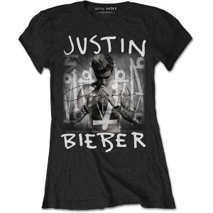 Image of Justin Bieber - Purpose Logo Womens Large T-Shirt - Black