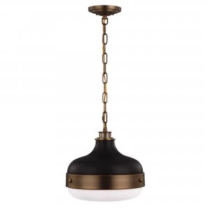 Image of 2 Light Dome Ceiling Pendant Antique Brass, Black, E27
