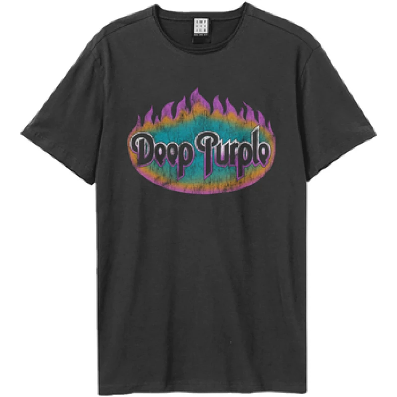 Image of Amplified Amplified Men Flames Deep Purple T-Shirt in Charcoal Size: X-Small Charcoal XS Male 5063693955342