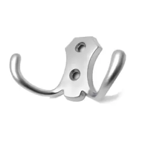 Image of GTV Small Double Coat Hanger Hook Door Wall Bath BK24 Model - Colour Aluminium,
