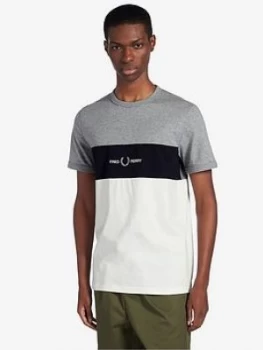 Image of Fred Perry Graphic Embroidered T-Shirt - Grey Marl, Size S, Men