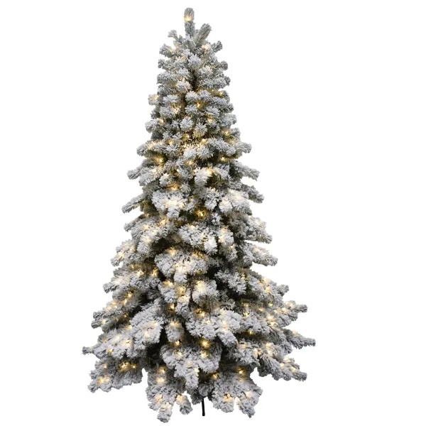 Image of 6ft Snowy Downswept Noble Fir Pre-lit Christmas Tree Green