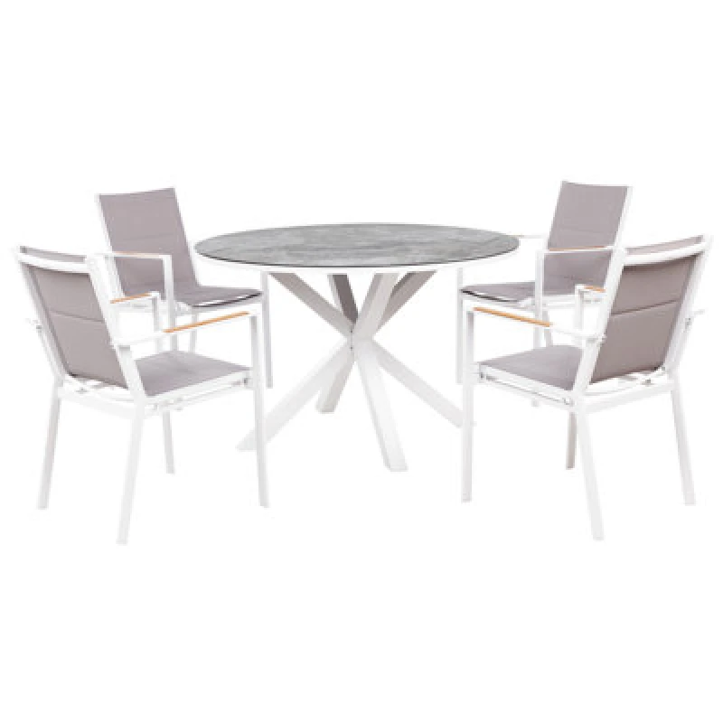 Image of Beliani Garden Dining Set 4 Seater Maletto/busseto Metal Marble Effect Grey